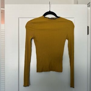 Zara Mustard Ribbed Knit Top